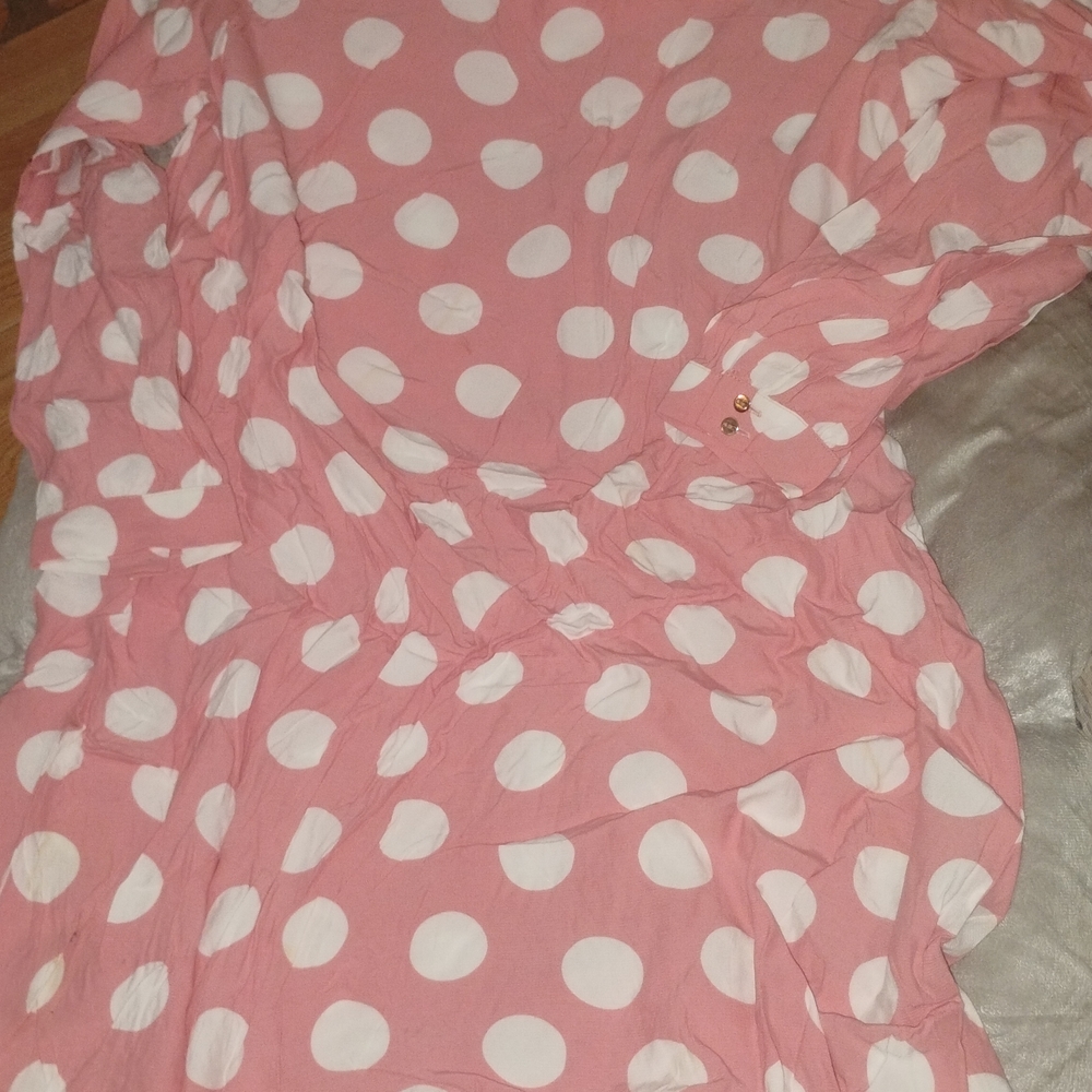 LOFT Pink and White Polka Dot Pajama Top